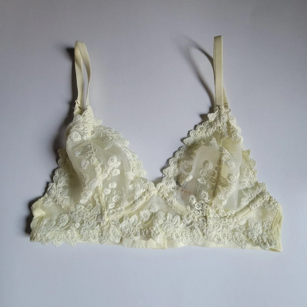 Free people NWT Veronica Yellow Lace Underwire bra.